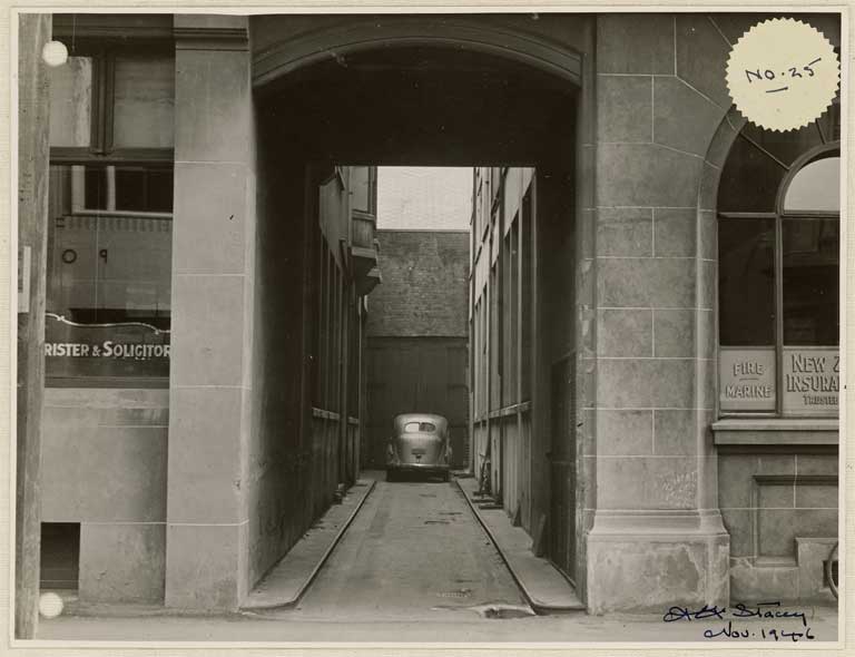 Image of No. 25. Photograph showing one of two rights-of-way serving the Wentworth, Hereford Street. 1946