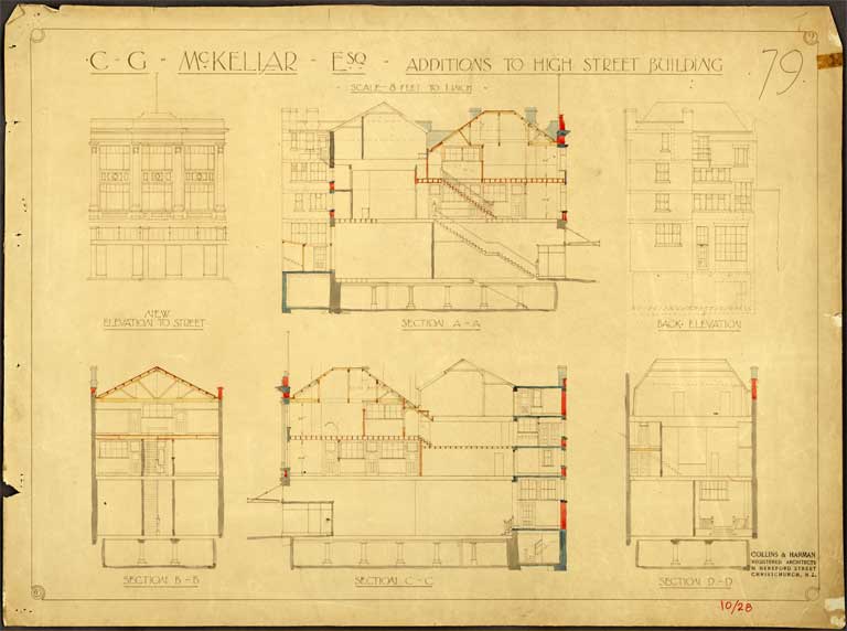 CG McKellar Esq. Additions to High St Premises. New Elevation to Street, showing various sections of building Not specified Image 2 of 2