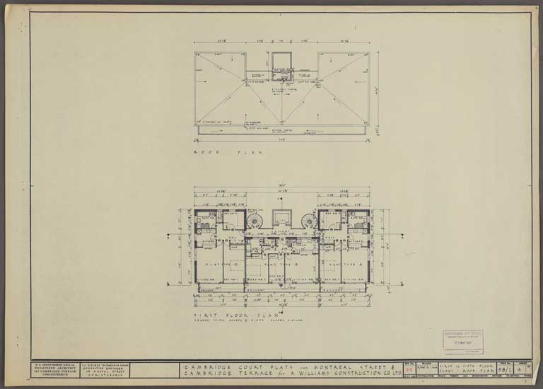 Cambridge Court Flats Cnr Montreal St & Cambridge Terrace. Roof and First Floor Plan 25 May 1962 Image 1 of 2