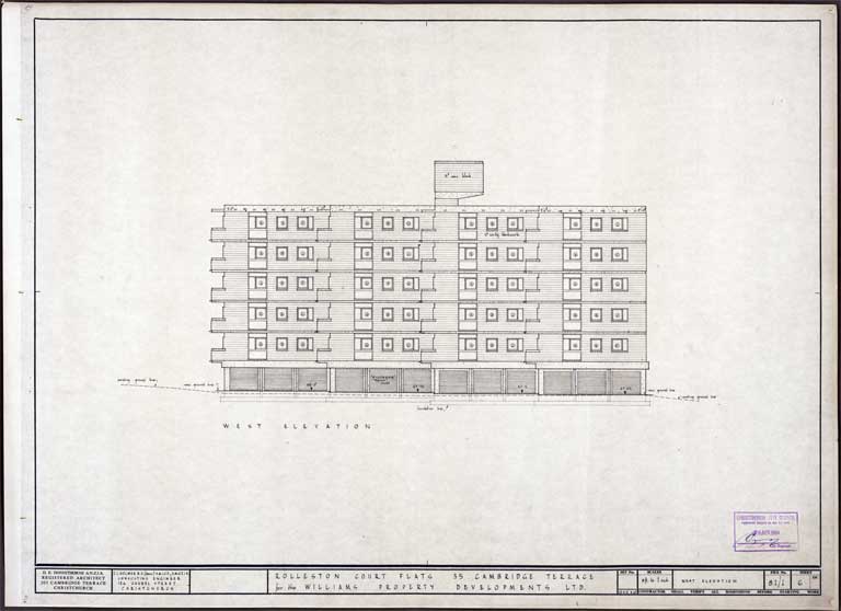 West Elevation of Rolleston Court Flats 24 April 1964 Image 3 of 3