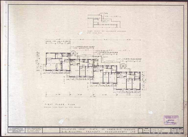 First Floor Plan of Rolleston Court Flats 24 April 1964 Image 2 of 3