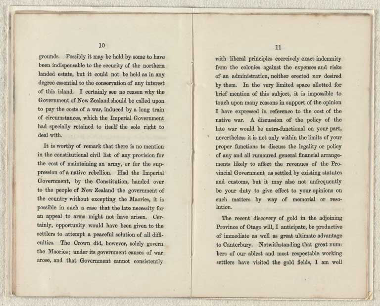 Image of Address of his Honor, the Superintendent on opening the Seventeenth Session of the Provincial Council of Canterbury, N.Z., 22nd October, 1861. 1861