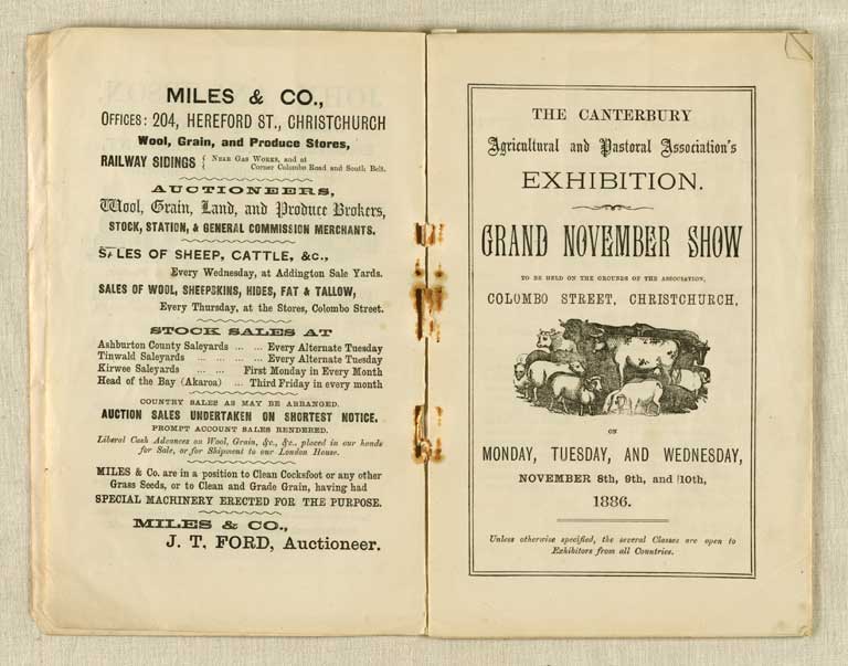Image of Grand November Show : to be held in the grounds of the Association, Colombo Street, Christchurch, on Monday, Tuesday, and Wednesday, November 8th, 9th, and 10th, 1886 1886