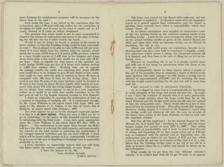 Image of Condemnation of land reclamation at Lyttelton 1913