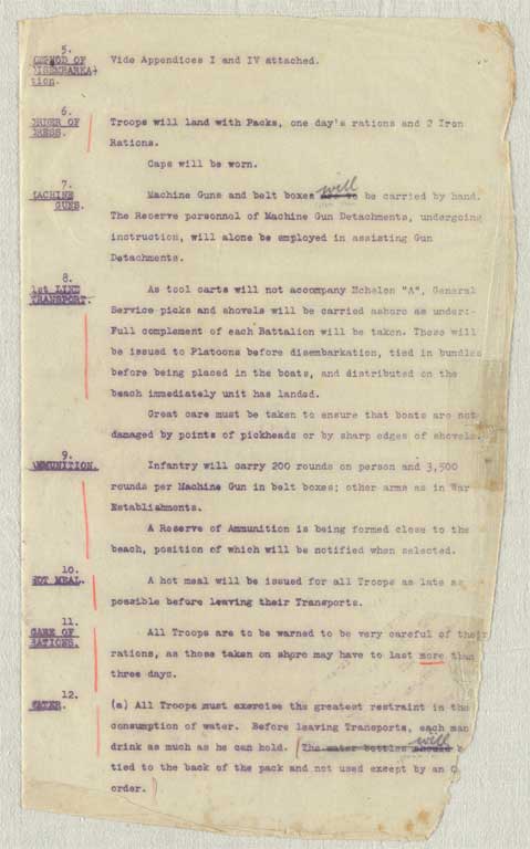 Gallipoli campaign : operation and transport orders, memoranda and other papers issued to the Canterbury Infantry Battalion at Lemnos, January-September 1915 