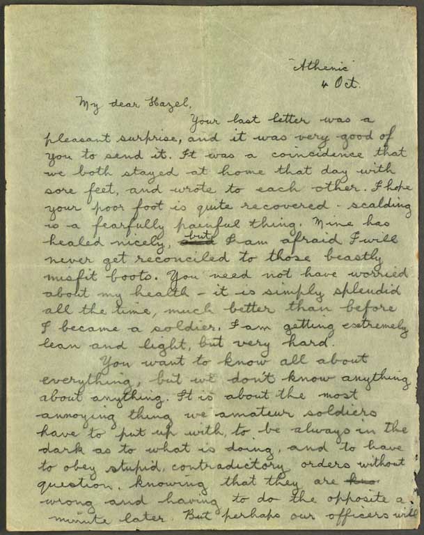 [Letter to Hazel] 4 Oct [1914]