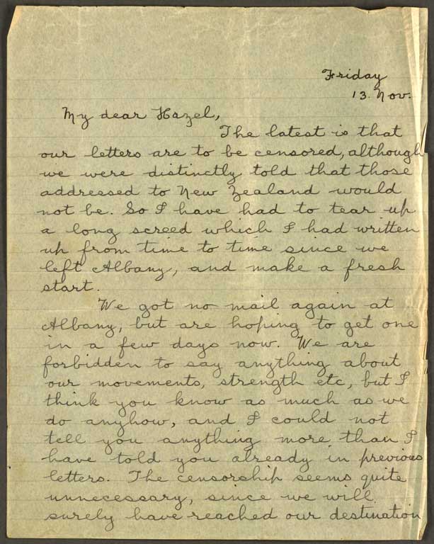 [Letter to Hazel] Friday 13 Nov [1914]