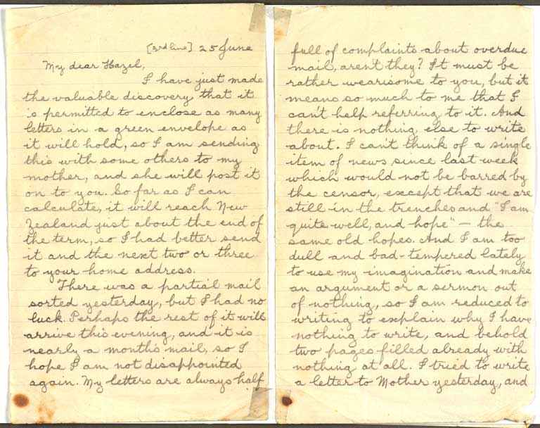 [Letter to Hazel] 25 June [1916]