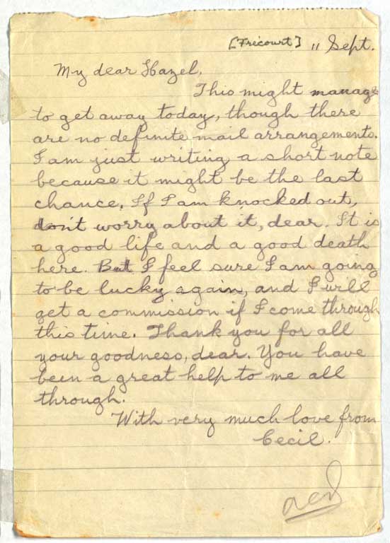 [Letter to Hazel] 11 September [1916]