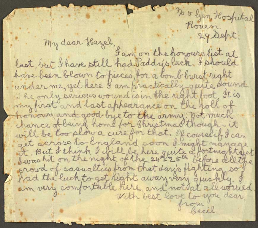 [Letter to Hazel] 29 Sept [1916]