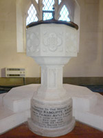 Baptismal font and base donated by Amy Archer to St Barnabas Church