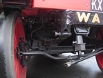 Close-up of steering assembly