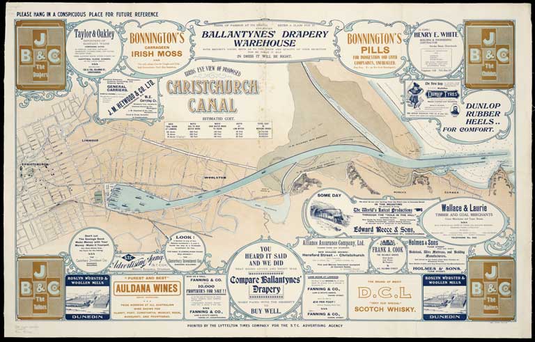 Birds eye view of proposed Christchurch Canal [1906] 
