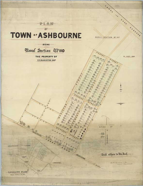 Plan of town of Ashbourne : being rural section no. 110, the property of C.R. Blaikiston Esq. [ca. 1883?] 