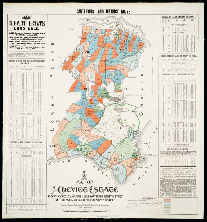 Canterbury Land District. No. 72 : map of the Cheviot estate. 1893 
