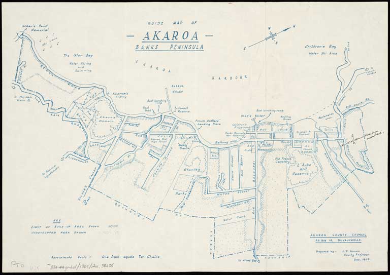 Guide map of Akaroa, Banks Peninsula / prepared by J.D. Annan. 1968 