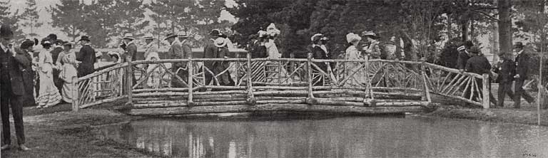 Crossing the bridge to the tea house.