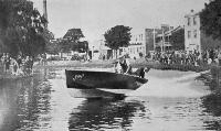 Richard Bedward Owen in W.H. Downer's motorboat Imp