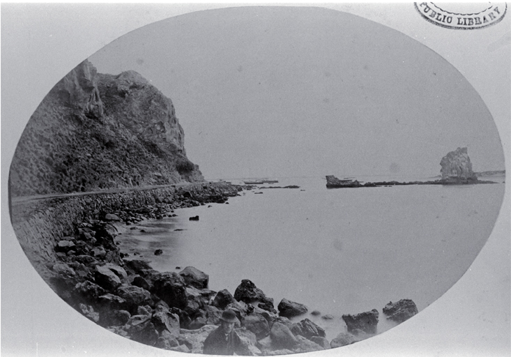 Ships anchored off Shag Rock and the Clifton Spur, past the Sumner Road, Christchurch 