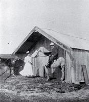 Nurse Akenehi Hei, who was the first Maori nurse to qualify in 1908, outside her tent hospital 