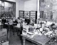 Cataloguing and processing staff of the Canterbury Public Library in their workroom in Cambridge Terrace 