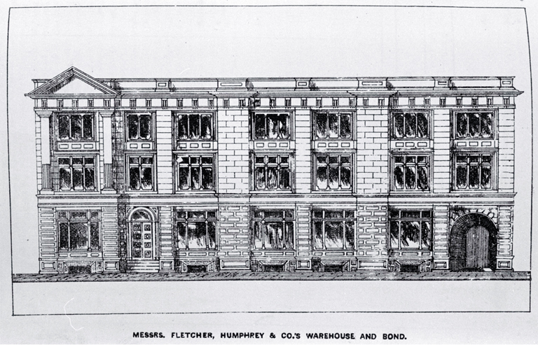 The warehouse of Messrs Fletcher, Humphreys & Company, Cathedral Square, Christchurch 
