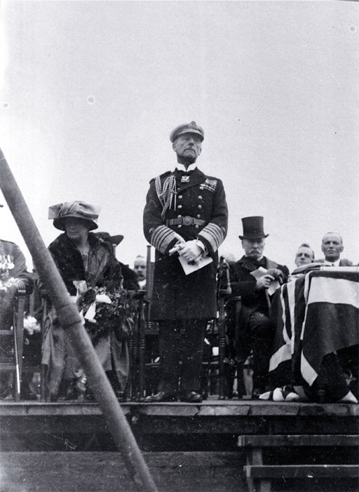 Lord Jellicoe makes his speech, laying of the foundation stone, Bridge of Remembrance 