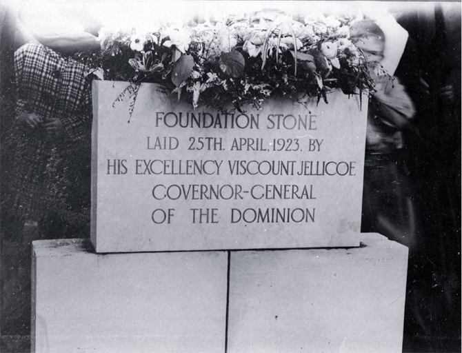 The foundation stone of the Bridge of Remembrance 