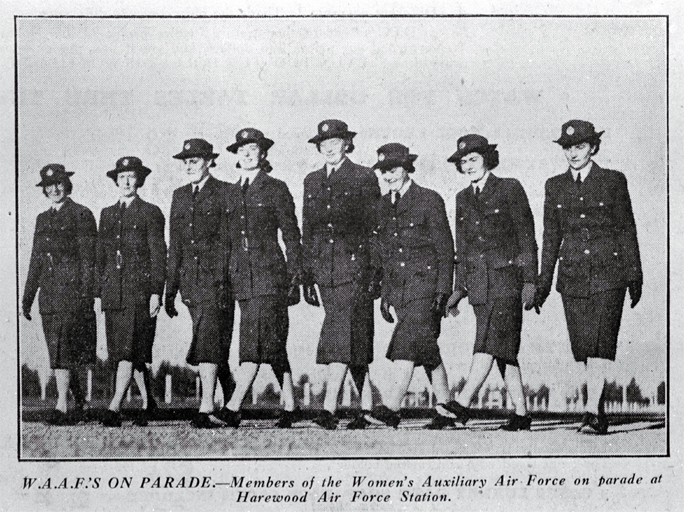 Women of the Women's Auxiliary Air Force (WAAFs) on parade at Harewood Air Force Station, Christchurch 