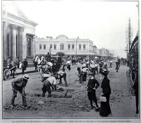 The construction of the electrical tramway in Christchurch 
