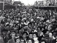 Spectators during the ceremony marking the running of the last New Brighton tram before the conversion of the line to bus operation 