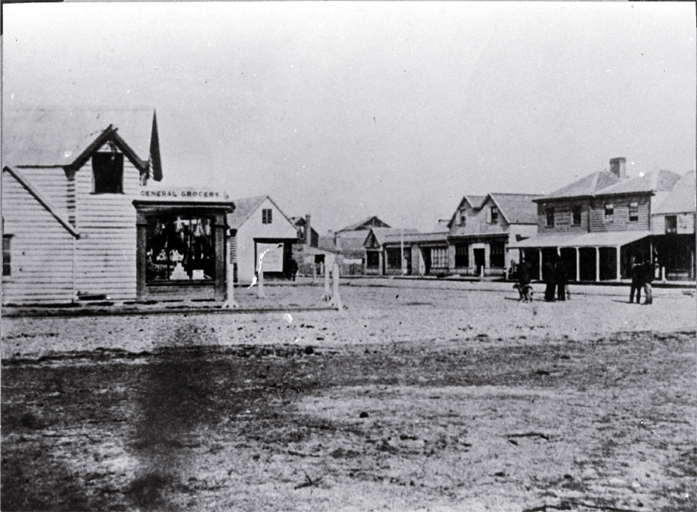 General grocers on the corner of Colombo and High Streets, Christchurch 