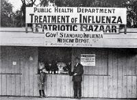 The medicine depot in Cathedral Square where the Government standard influenza medicine was supplied 