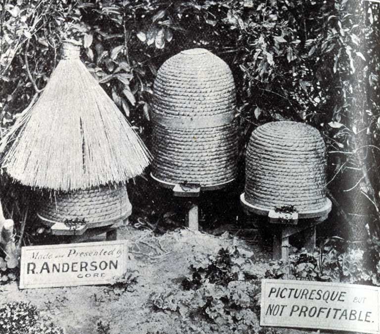 Old style of hives - picturesque, but not profitable.