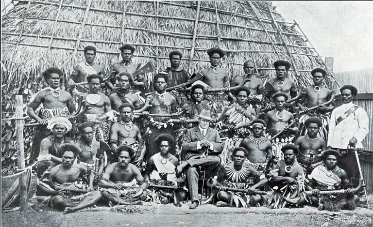 The Fijians in dancing dress.