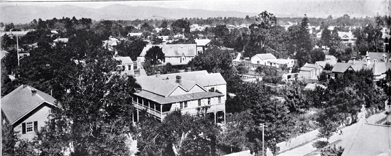 Half of a panorama of Merivale and St. Albans from the spire of the St. Albans Methodist Church, Rugby Street running through centre [1922], CCL PhotoCD 3, IMG0043 