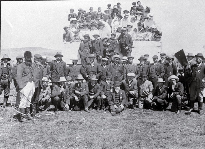 The Chatham Islands Jockey Club : Thomas Ritchie, President, seated in front, Tame Horomane Rehe (Tommy Solomon) at centre right.