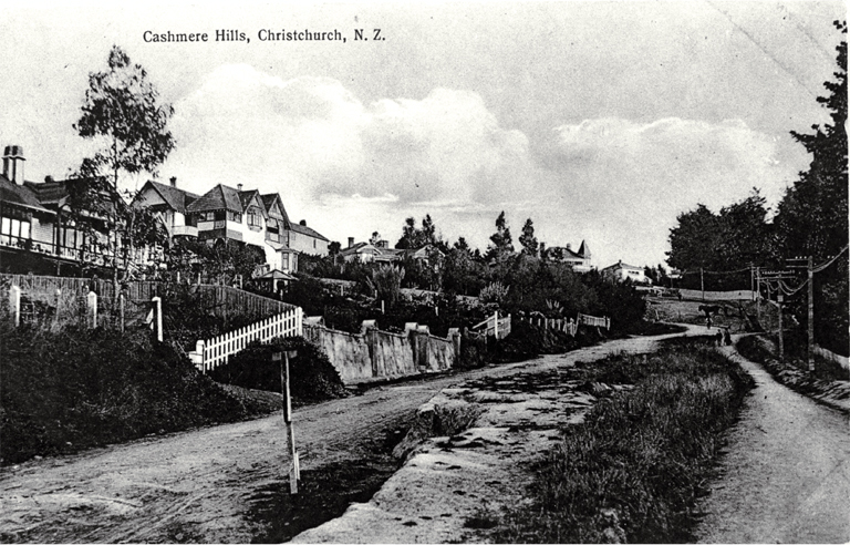 Houses on Dyers Pass Road at the junction with Cracroft Terrace, Cashmere, Christchurch 