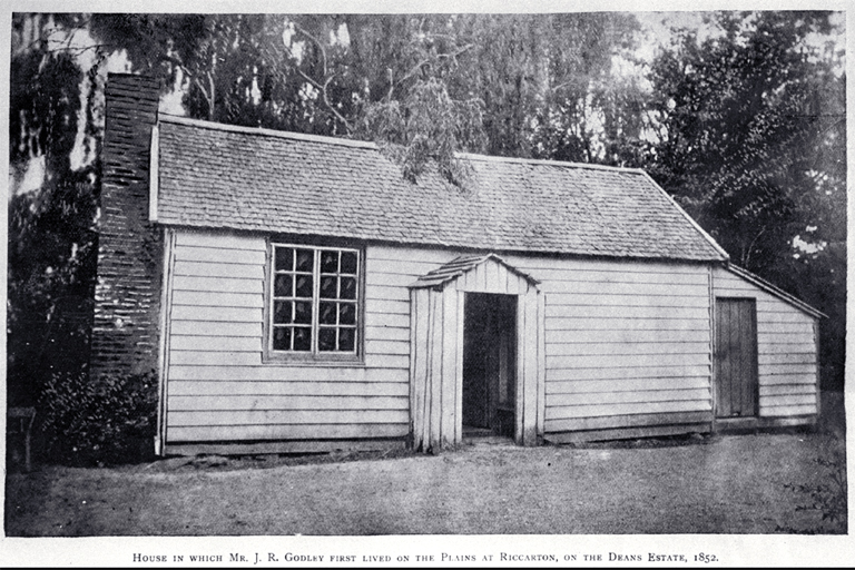 The house in which John Robert Godley first lived in Canterbury, on the Deans estate in Riccarton in 1852 