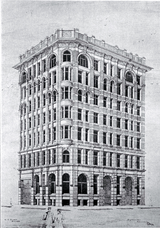 New Zealand Express Company Limited : sketch of the proposed building at the corner of Hereford and Manchester Streets, Christchurch.