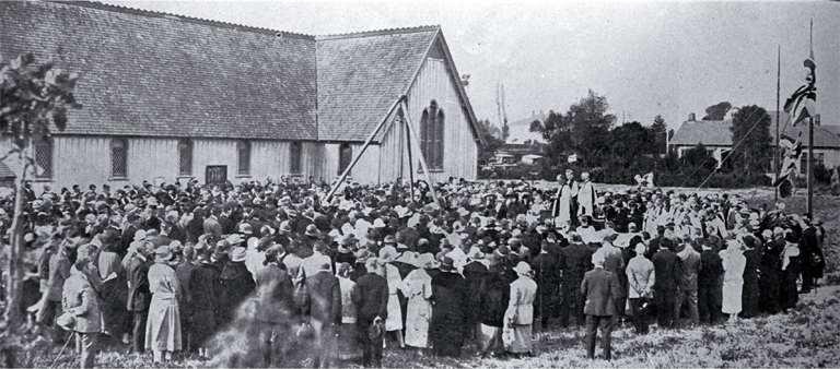 Laying of the foundation stone of St Barnabas Church, Fendalton, Christchurch 