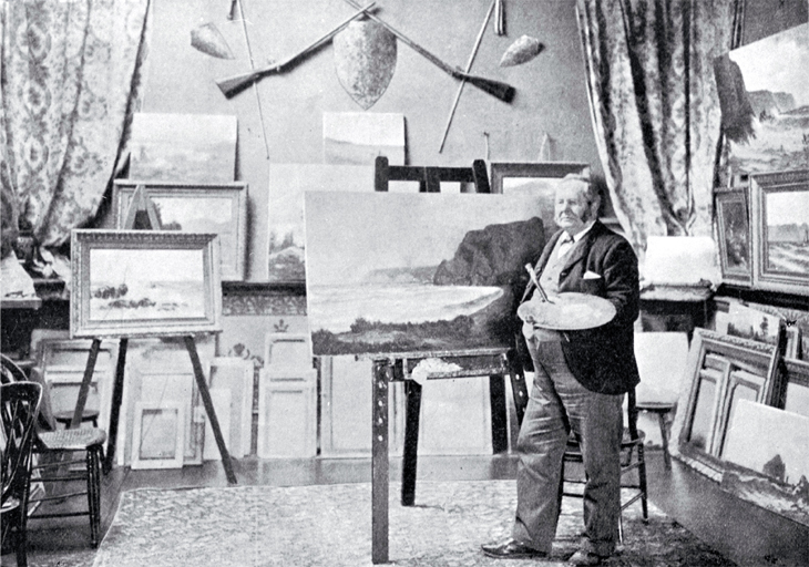 Canterbury artist John Gibb shown in his studio