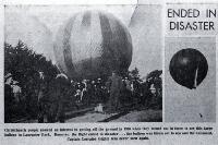 Captain Lorraine's balloon shown taking off from Lancaster Park, 3 Nov. 1899 