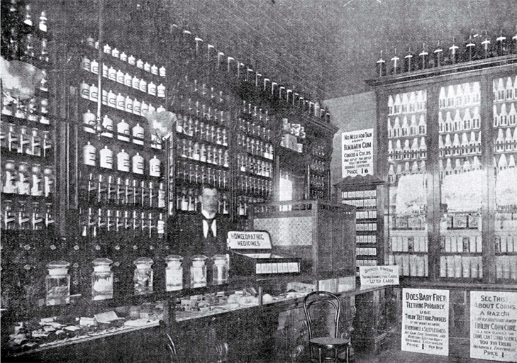 The interior of Spencer Vincent's chemist shop at 214 High Street, Christchurch 