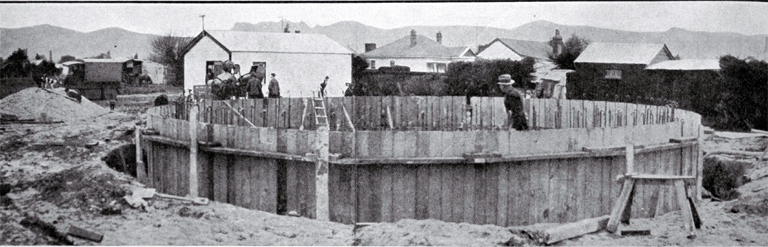 A view of the pumping station under construction by the Drainage Board, Woolston, Christchurch 