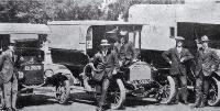 A section of a long photograph of vehicles used by the St John Ambulance Brigade as ambulances during the 1918 influenza epidemic 