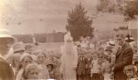 Father Christmas (Mr. McMillan) at Heathcote School - Mrs. Yeale in foreground - Mr James Weir - Chairman School Committee - 1900 - 1910