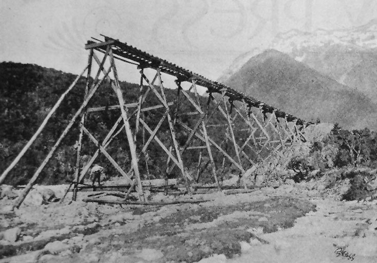 On the route of the Midland Railway: the gantry at the tip head near the tunnel mouth, Otira.
