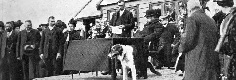At Killinchy school: the Chairman of the School Committee (Mr C. H. Chatterton) welcoming the Governor.