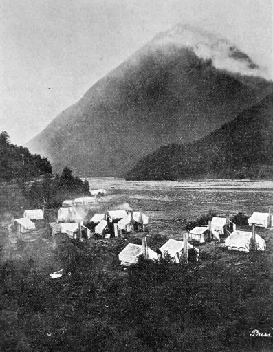 Workmen’s camp in Bealey Gorge.